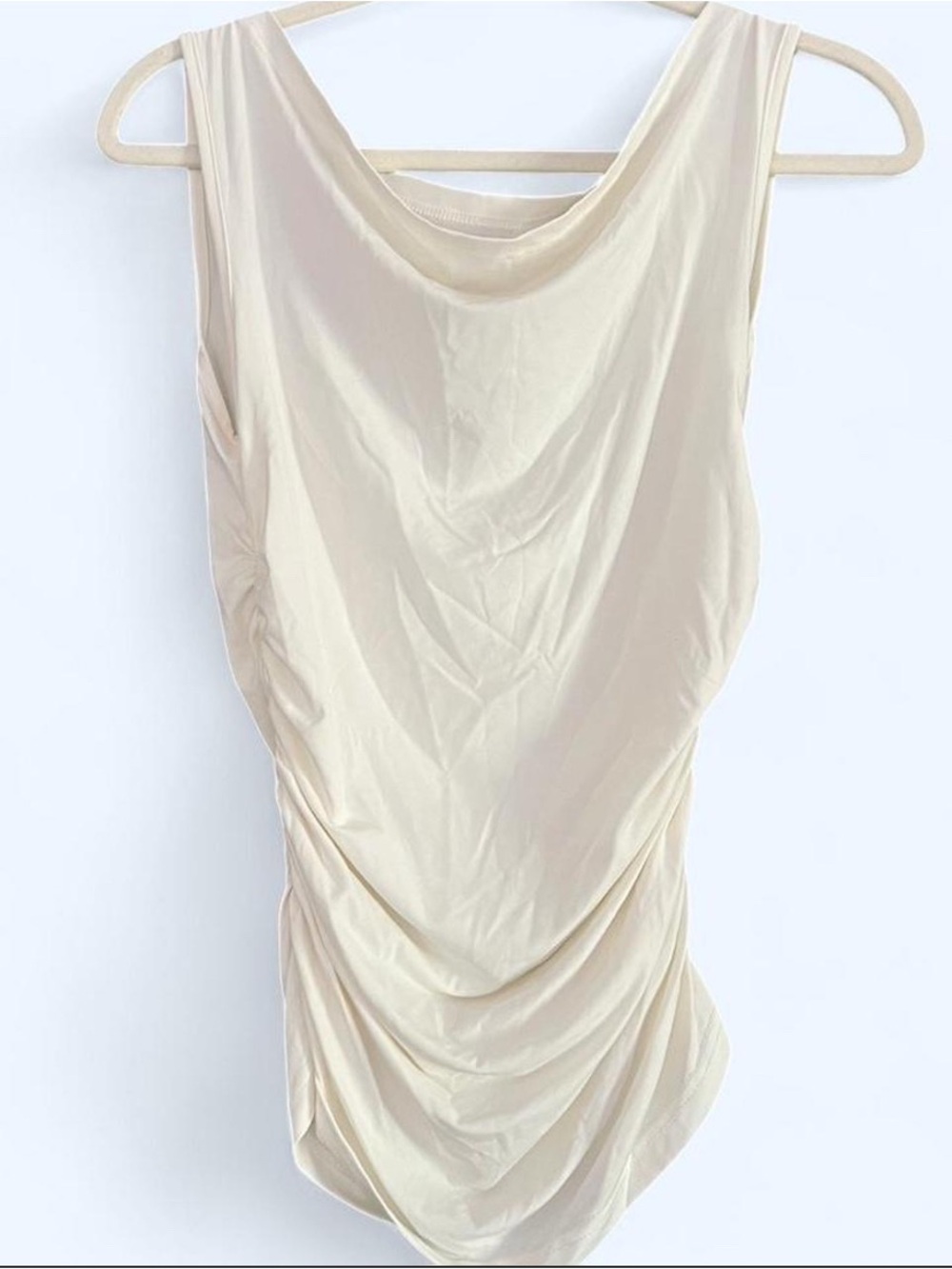 LaLuneDuCiel Cream Cowl Neck Top